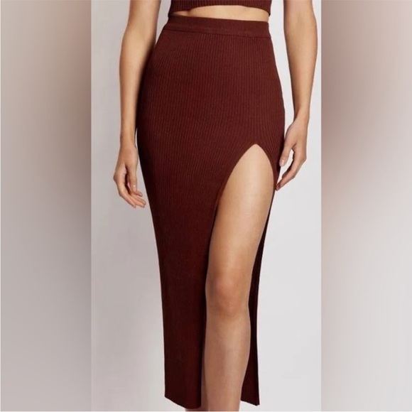 Meshki Dresses & Skirts - MESHKI Ribbed Midi Maxi Skirt Brown Size M